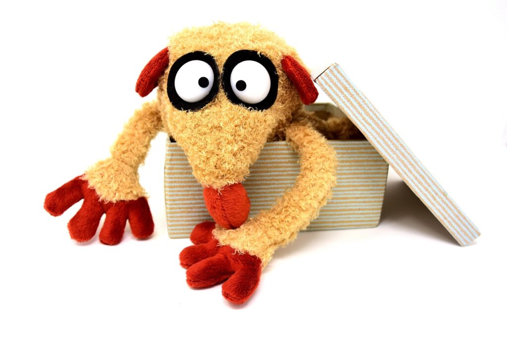 cuddly toy, carton, fun, stuffed animal, toy, open, packaging, open box, figure, cute, children, carton, carton, carton, carton, carton