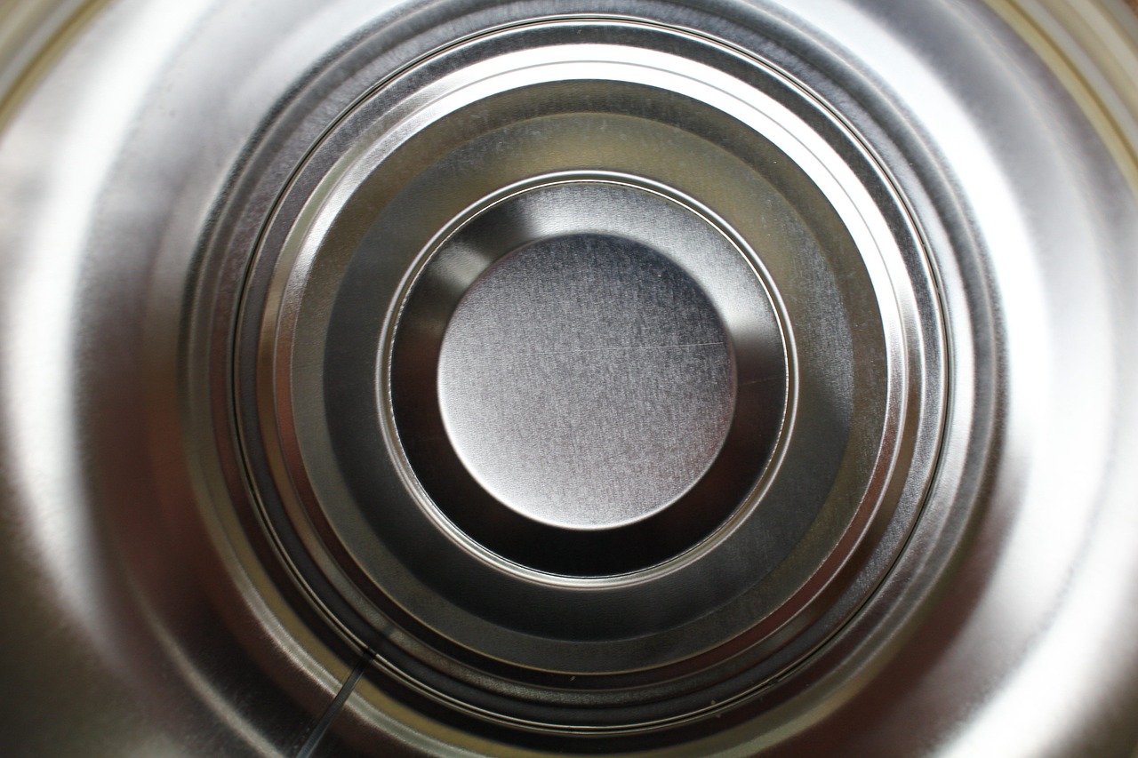 tin, can, circles, metal, container, metallic, packaging, cylinder, design, shiny, artistic, shape, concentric, circular