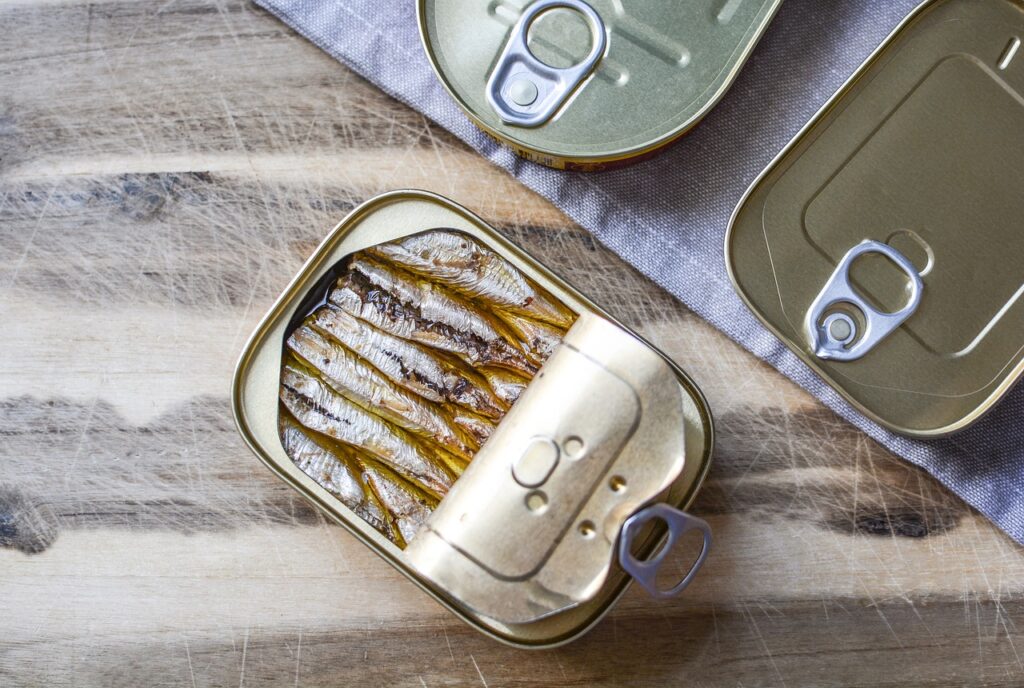 fish, can, nature, metallic, aluminum, container, storage, sprats, sardines, omega 3, fish oil