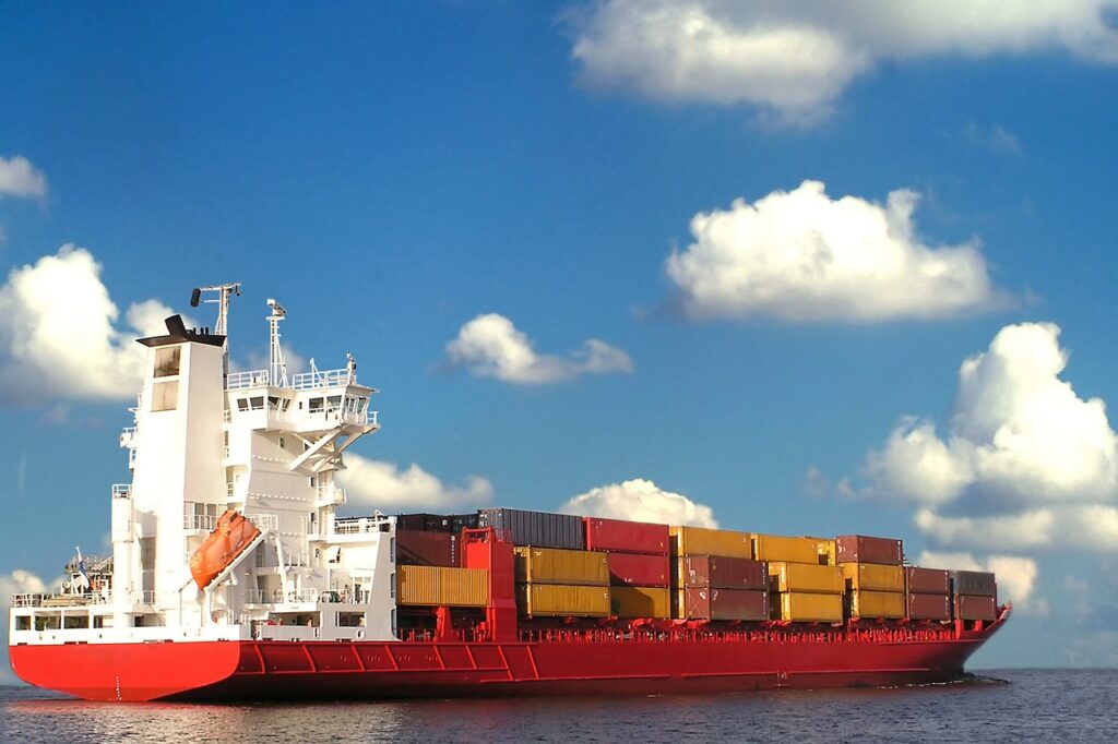 cargo, ship, container, commerce, ocean, nature, international, transportation, trade