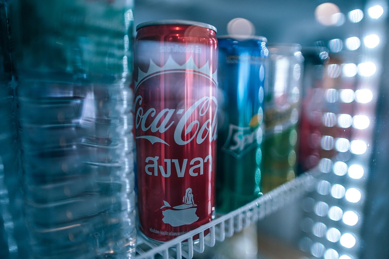 cola, beverage, brand, can, carbonated, coke, cool, drink, fridge, glass, lights, liquid, logo, object, packaging, product, red, refreshment, shop, small, soda, soft drink, sugar, sweet, tasty, blue shopping, blue logo, blue shop, fridge, fridge, fridge, fridge, fridge