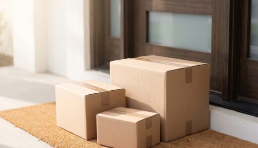 packages, boxes, delivery, outdoor, door mat, door, wooden, home, shipment, courier, supply, postal, waiting, stone, light, transport, entrance, shadow, minimalism, everyday life