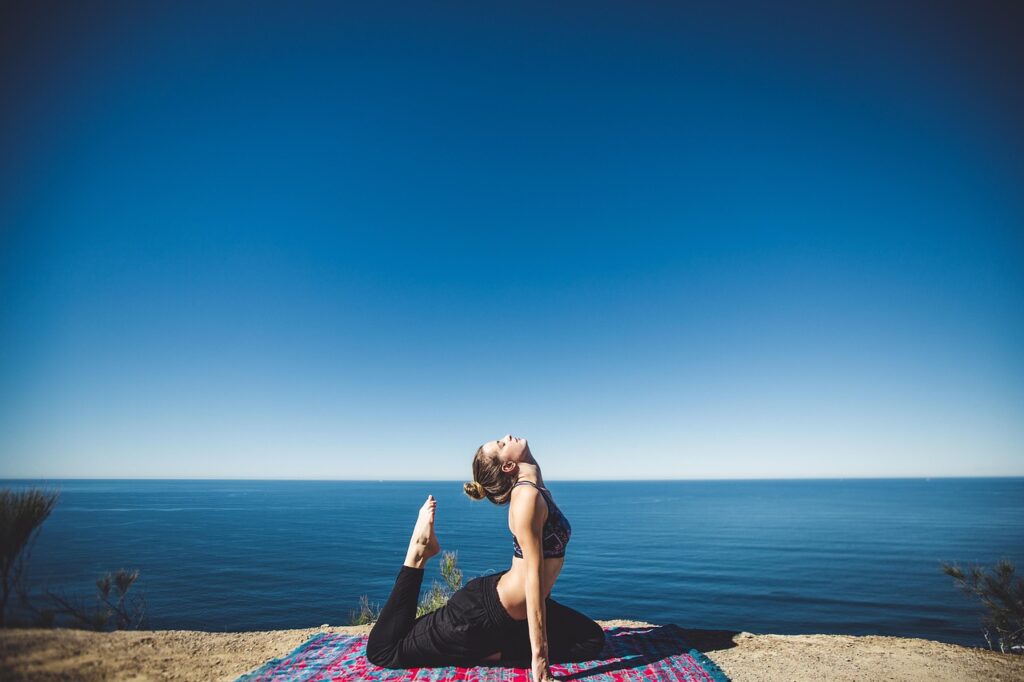 woman, yoga, coast, exercise, fitness, lifestyle, ocean, person, relaxing, sea, seaside, nature, shore, stretching, water, workout, wellness, stretch, yoga pose, international yoga day
