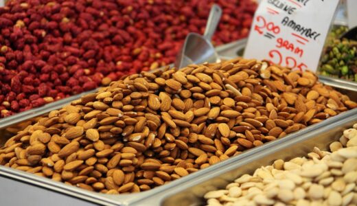 almonds, nuts, market, farmer's market, food, healthy, nutritious, pile, pile of nuts, almonds, almonds, nuts, nuts, nuts, nuts, nuts