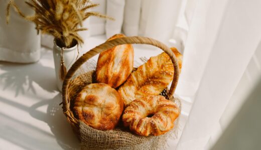bread, basket, food, breakfast, snack, baked, delicious, bakery, closeup