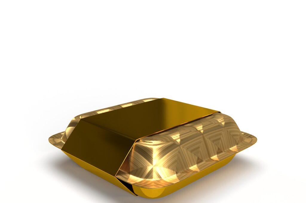 container, aluminum, packaging, pack, storage, meal, food, bronze, 3d