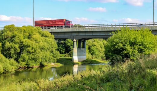 bridge, car wallpapers, car, river, wagon, cargo, machine, transport, movement, delivery, shipping, transportation