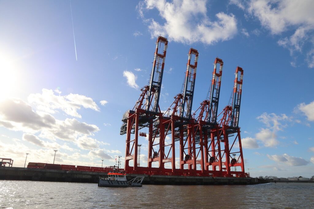 water, crane, port, logistics, nature, container, hamburg, trade, freight, industry, transport, port cranes, terminal, international, ships, shipping, drain, ship, elbe