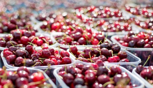 cherries, fruit, tubs, food, juicy, ripe, harvest, produce, organic, tubs of cherries, farmer's market, market, bokeh, cherries, cherries, market, market, market, market, market