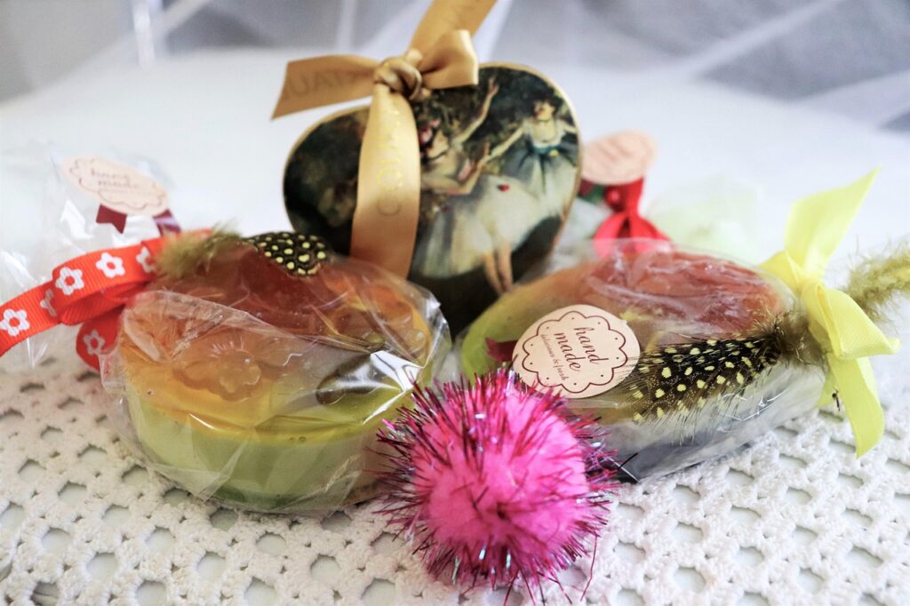 handmade soap, gift soap, artisan soap, soap wrapping, vintage packaging, crochet background, ballet box, ballerina gift, ribbon decor, heart box, holiday soap, craft soap, elegant gift, handmade gift, decorative soap, soap art, feminine gift, bath gift, feathers, retro packaging, gift ideas, spa products, natural beauty, diy gift, pamper set