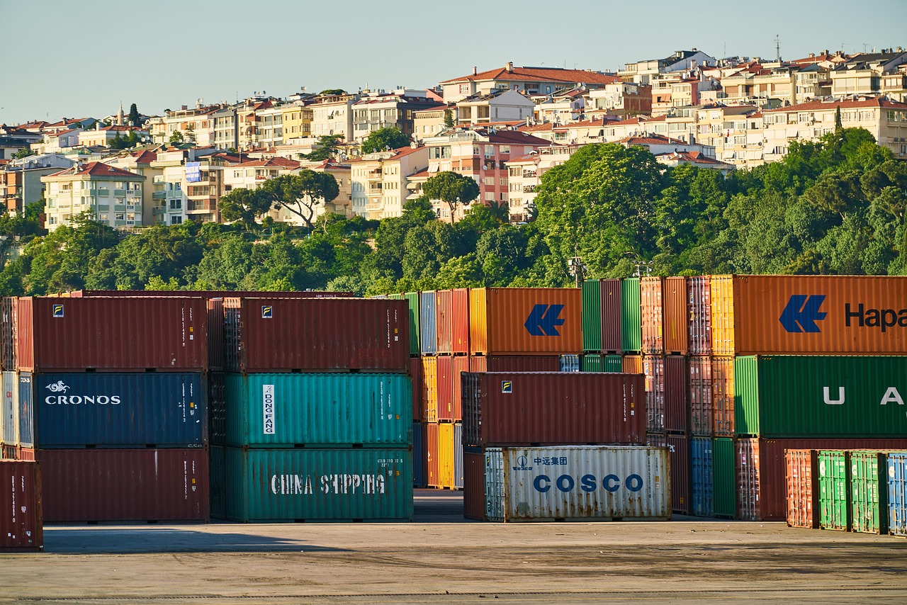 container, shipping, load, ship, port, transport, trade, delivery, nature, logistics, installation, products, sea, terminal, storage, international, industry, commercial, crane, colors, dock