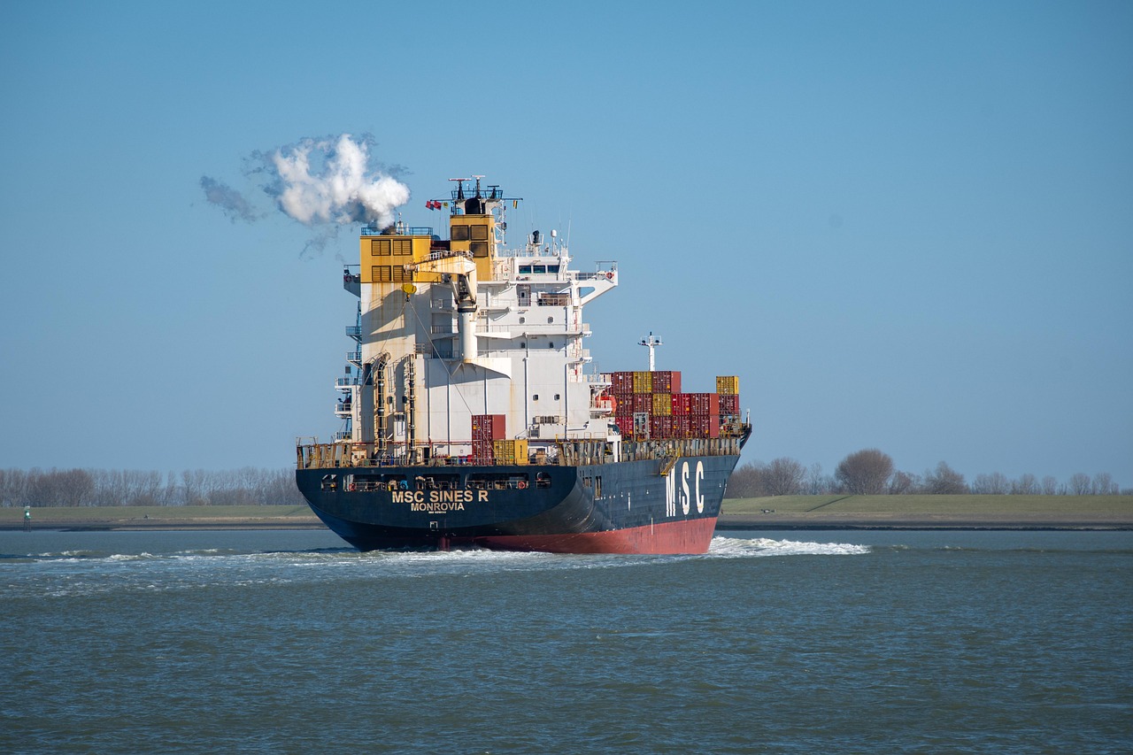 cargo ship, container ship, freighter ship, seagoing vessel, water transport, shipping industry, nature, sea, ocean